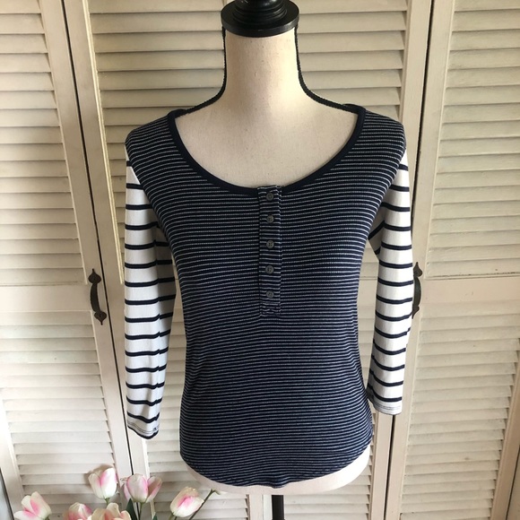 J.Crew Scoopneck Henley Mixed Striped Shirt - Picture 3 of 9